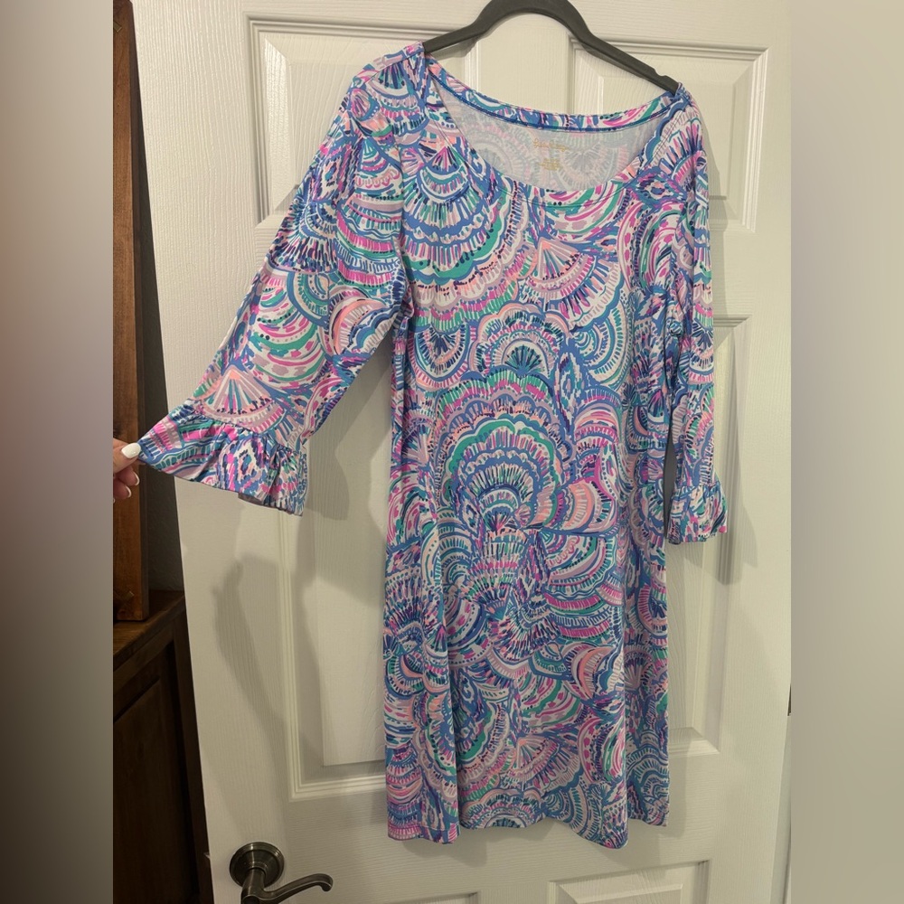 Lilly Pulitzer SOPHIE RUFFLE DRESS HAPPY AS A CLAM